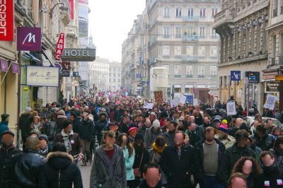 Les manifestants rue Edouard Herriot